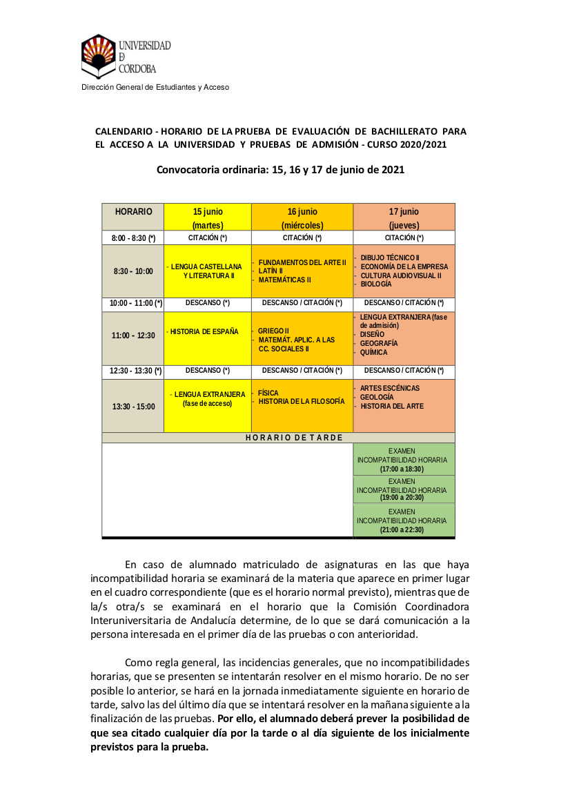 Calendario Horario 